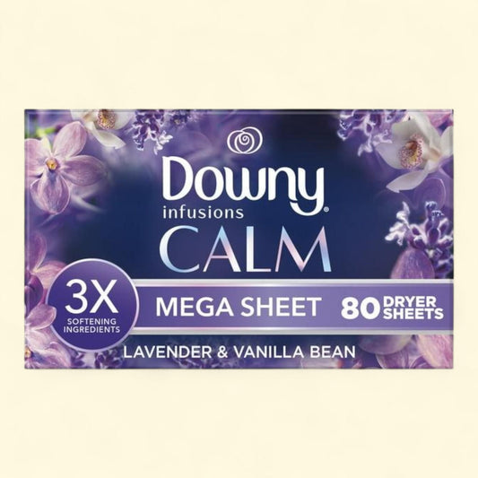 Downy Infusions Calm Dryer Sheets, Lavender and Vanilla Bean Scent, 80 Count