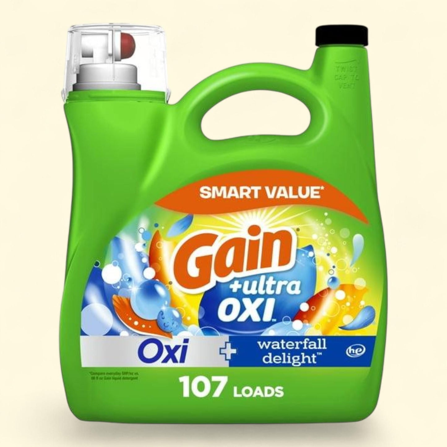 Gain Ultra Oxi Liquid Laundry Detergent, Waterfall Delight Scent, 154 fl oz