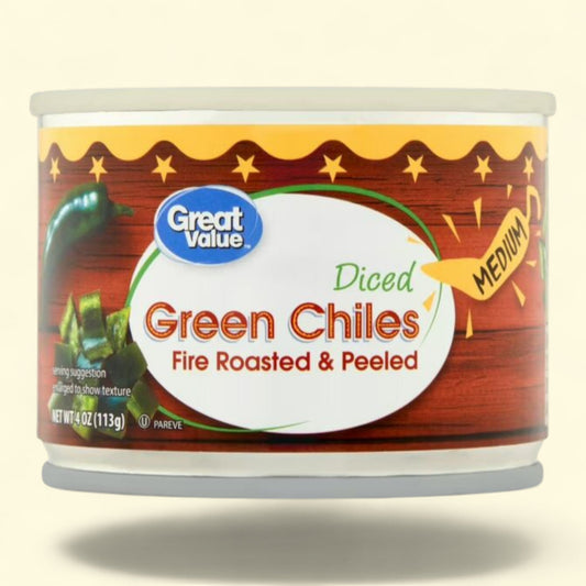 Great Value Canned Medium Diced Green Chiles, 4 oz