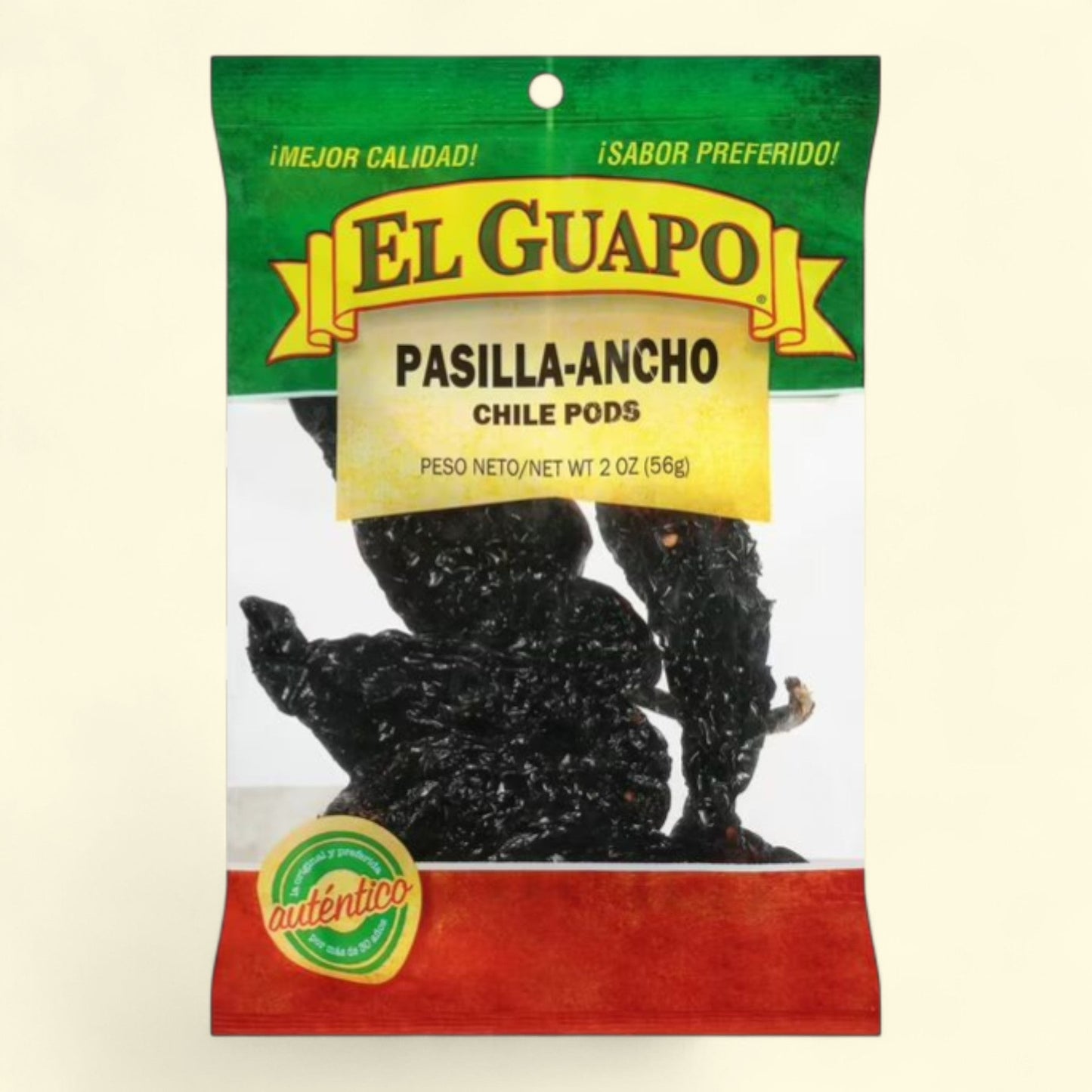 El Guapo Whole Pasilla Ancho Chili Pods, 2 oz