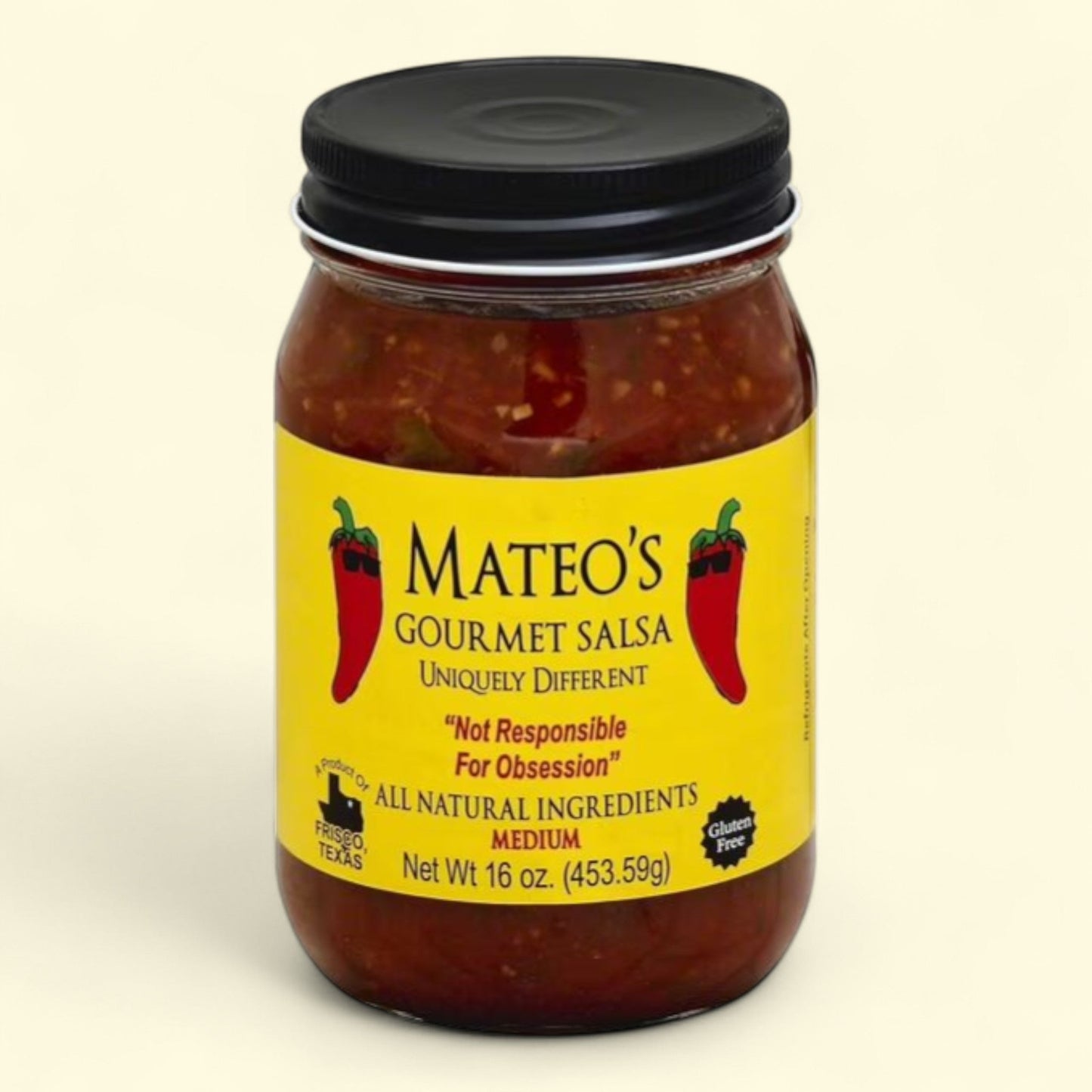 Mateo's Gourmet All Natural Salsa, Medium Heat, 16oz Jar