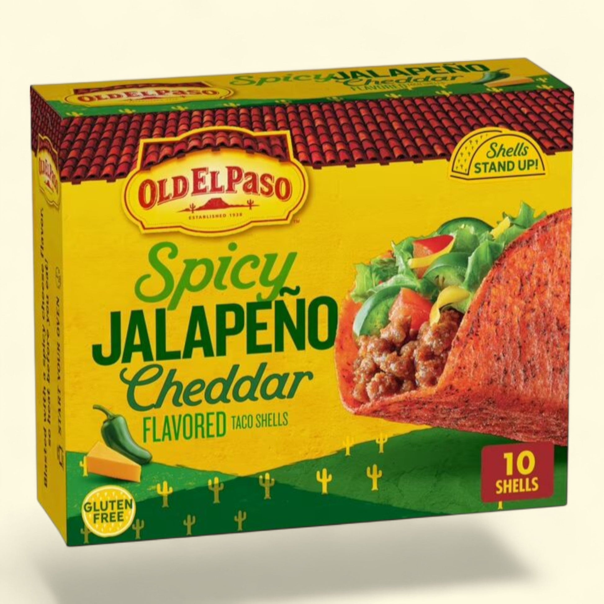 Old El Paso Stand 'N Stuff Taco Shells, Spicy Jalapeño Cheddar, Glu... — authentic US product shipped worldwide by Treatspree