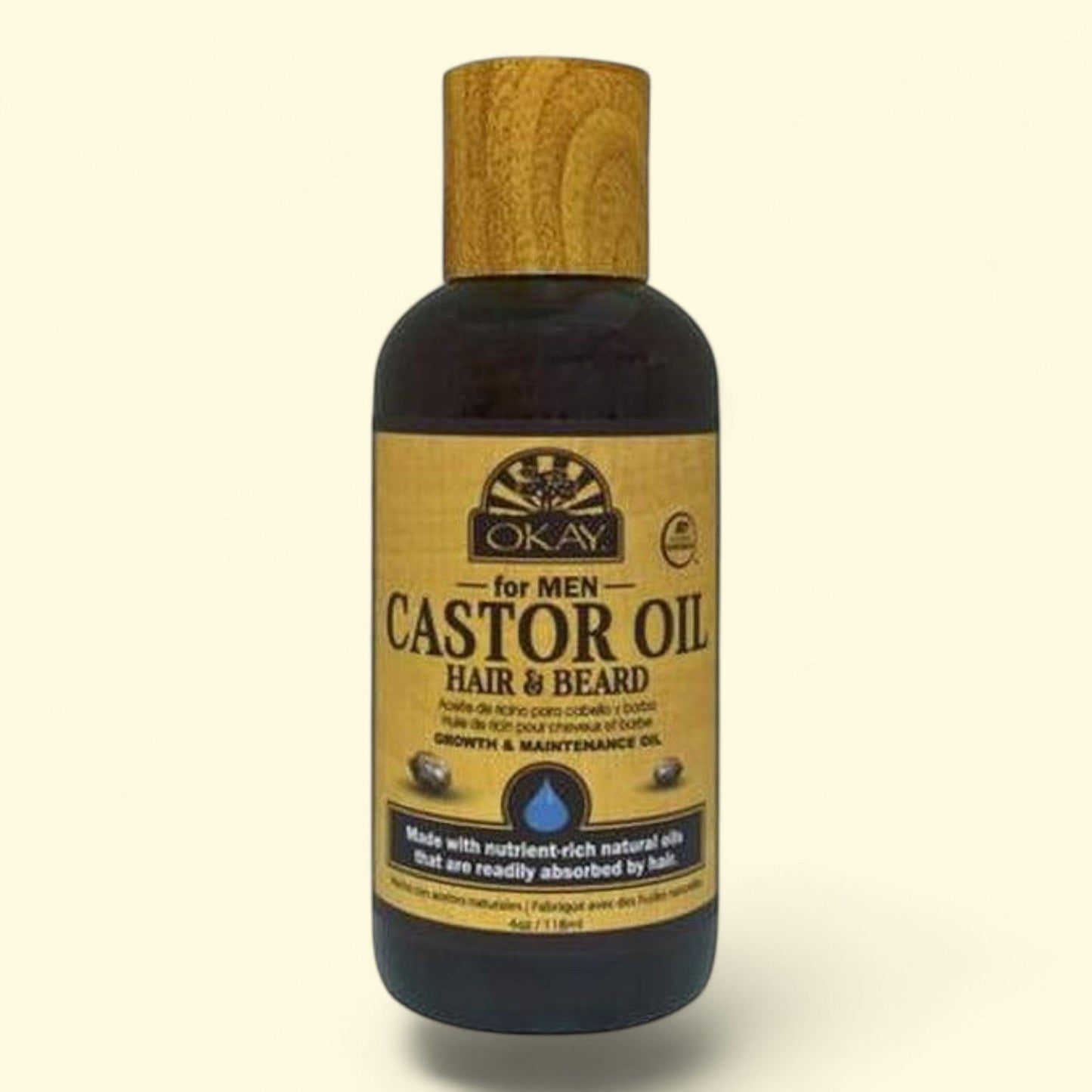 Huile de ricin OKAY pour la barbe et la pousse des cheveux, 118 ml