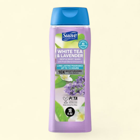 Suave Essentials Body Wash, White Tea Lavender, 18 oz