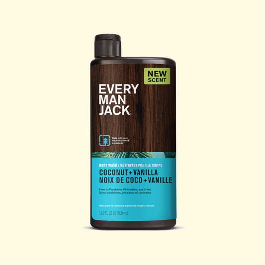 Every Man Jack Hydrating Body Wash, Coconut and Vanilla, 16.9 Fluid Ounces