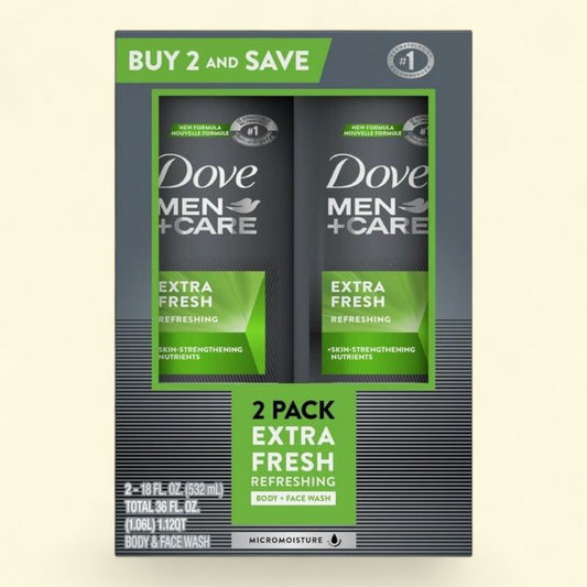 Dove Men+Care Face & Body Wash, 18 oz, Twin Pack