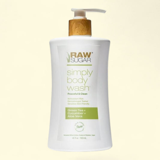 Raw Sugar Simply Body Wash, Green Tea + Cucumber + Aloe Vera, 40 fl oz