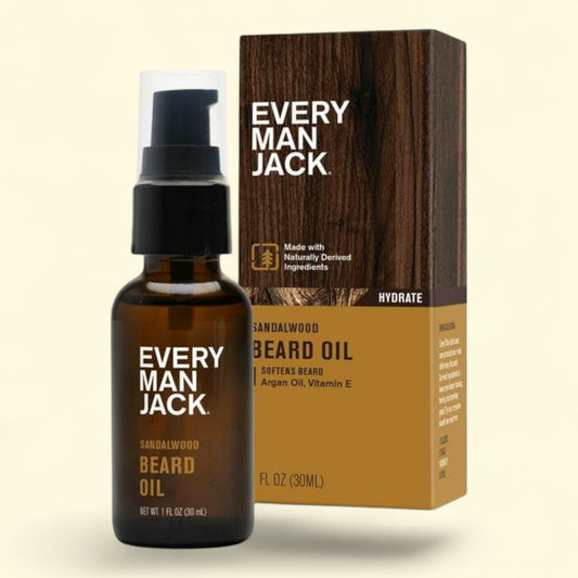 Every Man Jack Men's Beard Oil, Sandalwood, 1 Fluid Ounce