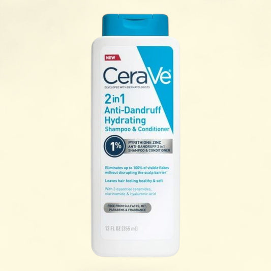 CeraVe Hydrating Anti Dandruff Shampoo and Conditioner, 2 in 1, Itchy Scalp Treatment, 12 fl oz