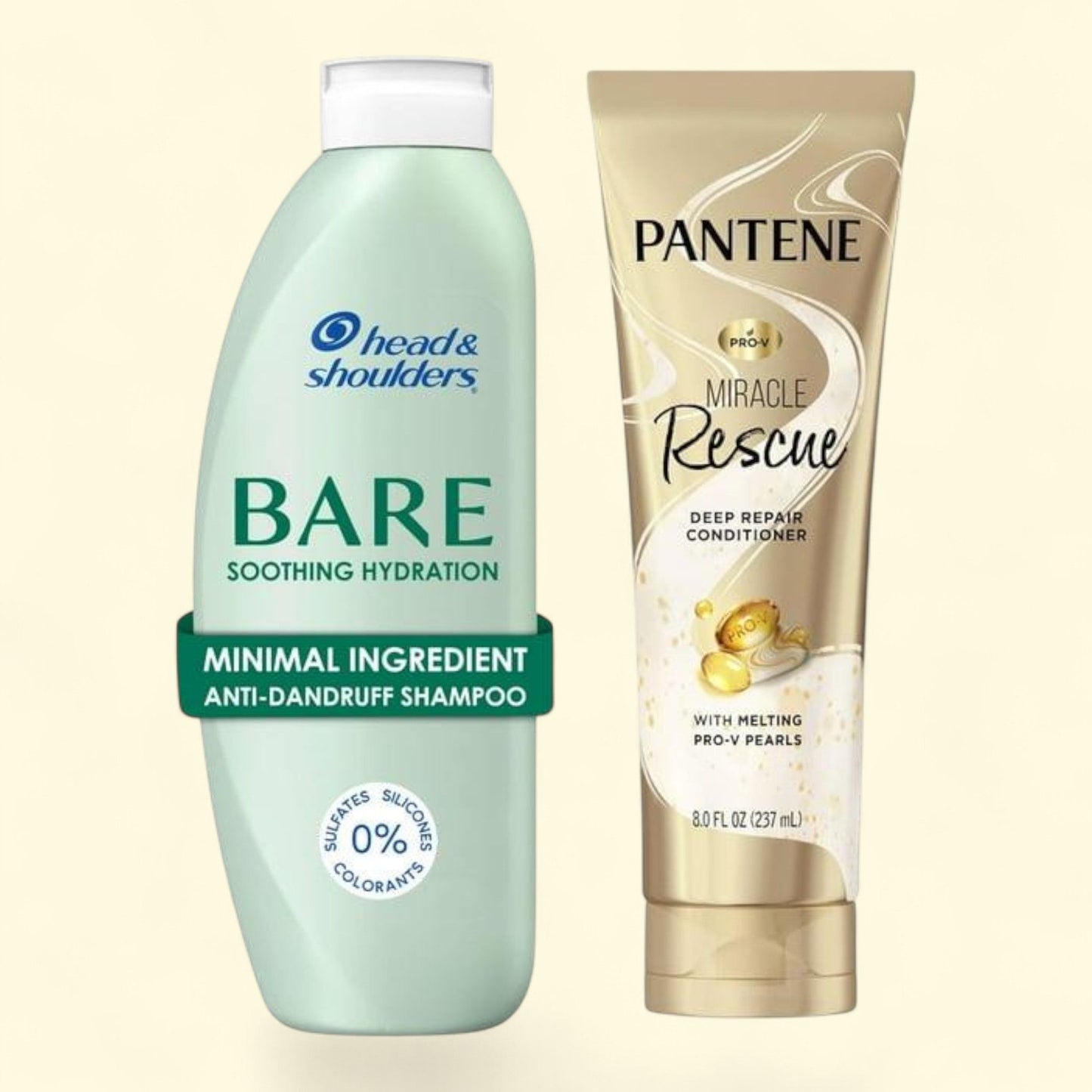 Head and Shoulders BARE Soothing Hydration Dandruff Shampoo & Pantene Pro-V Miracle Rescue Deep Repair Conditioner Set, 13.5 fl oz