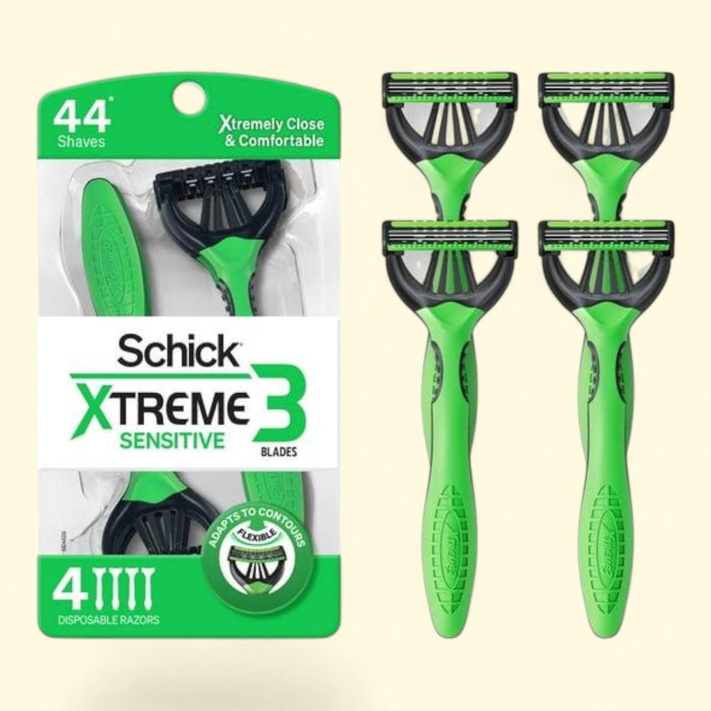 Schick Xtreme 3 Blade Disposable Razors, 4 Ct