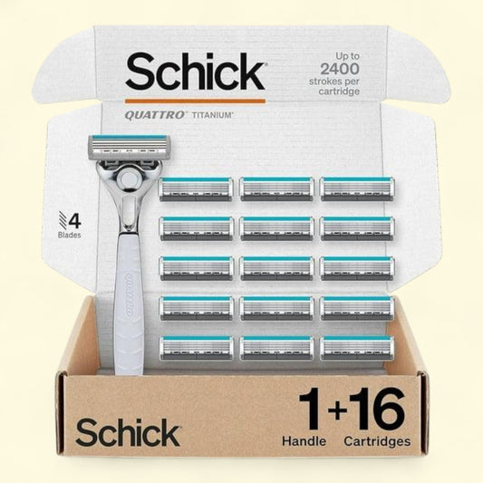 Schick Quattro Titanium for Men, 1 Razor and 16 Razor Blades Refills