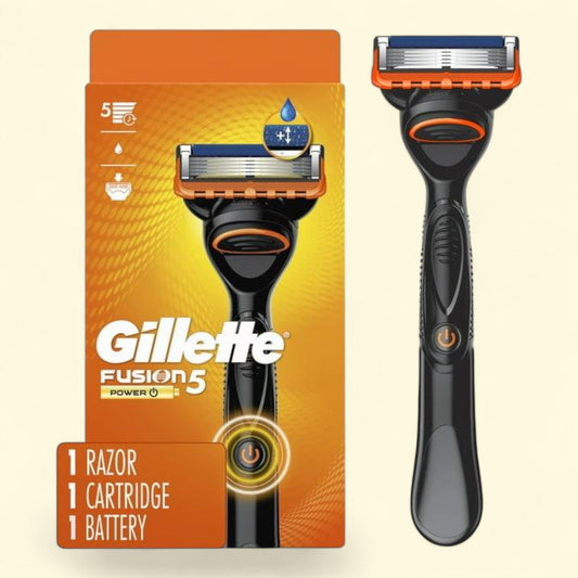 Gillette Fusion5 Power Men's Razor Handle, Orange, 1 Blade Refill