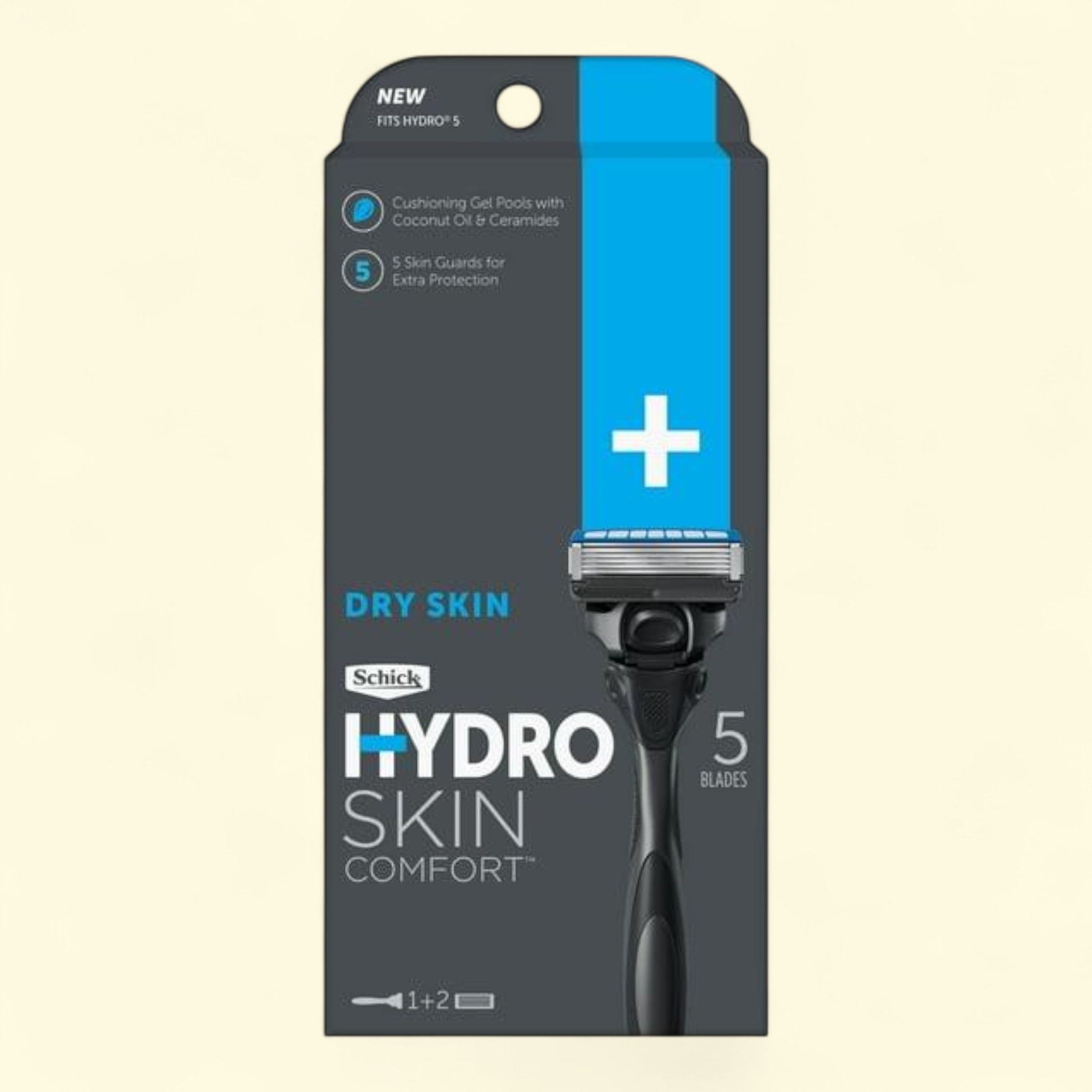 Schick Hydro Men's Razor Handle, 5-Blade Skin Comfort, 2 Razor Cart... — authentic US product shipped worldwide by Treatspree