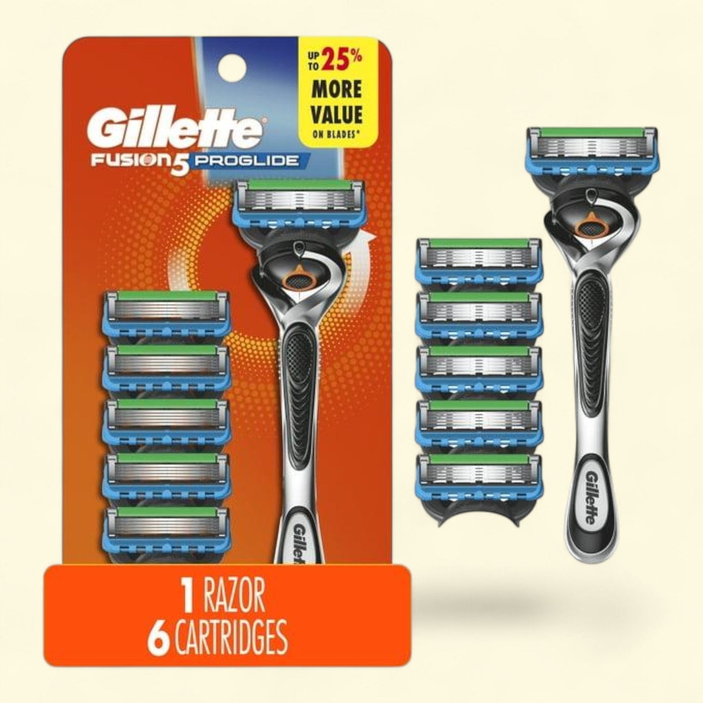 Gillette Fusion5 ProGlide, Razor Handle, 6 Razor Blade Refills