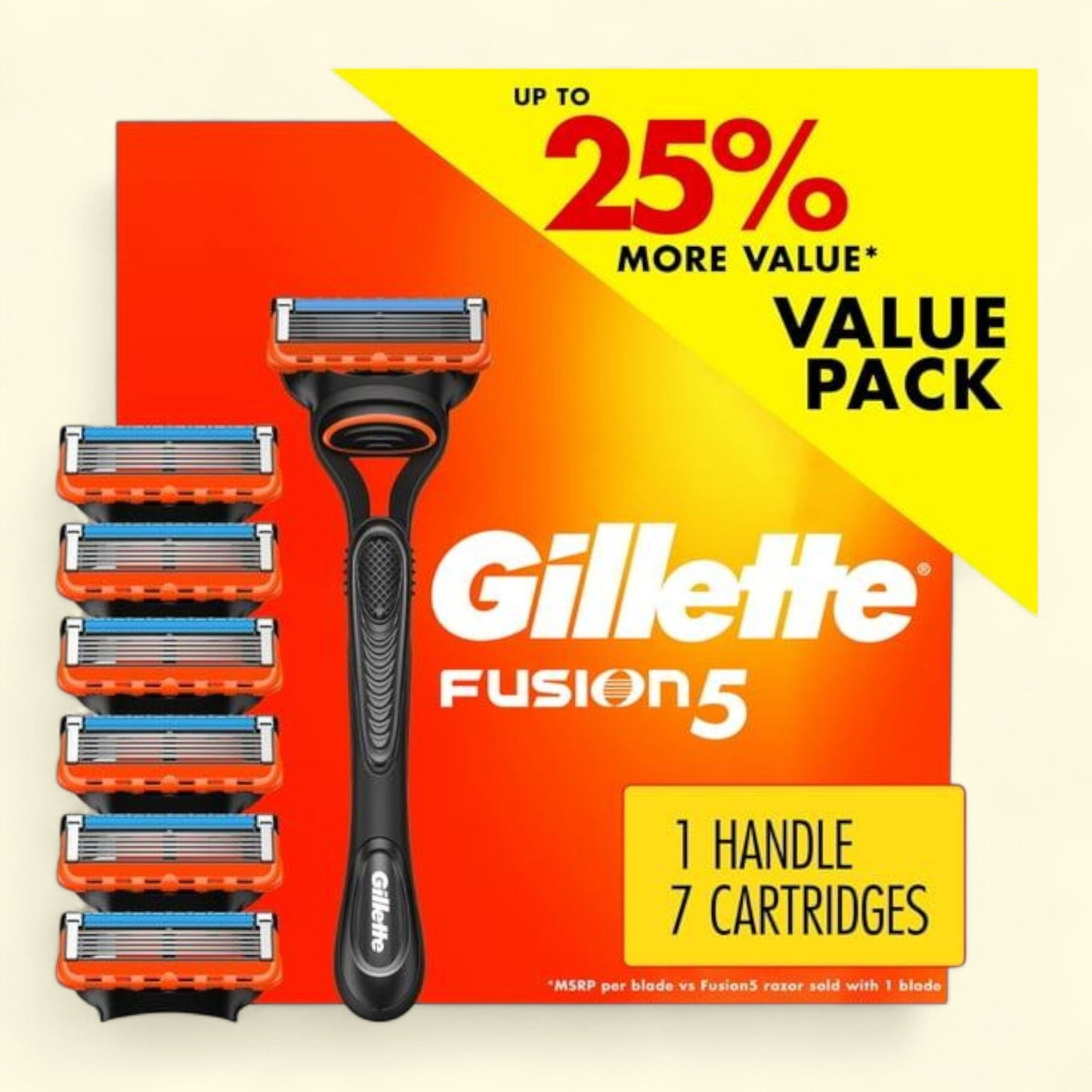 Gillette Fusion5 Razor Men, 1 Handle and 7 Blade Refills