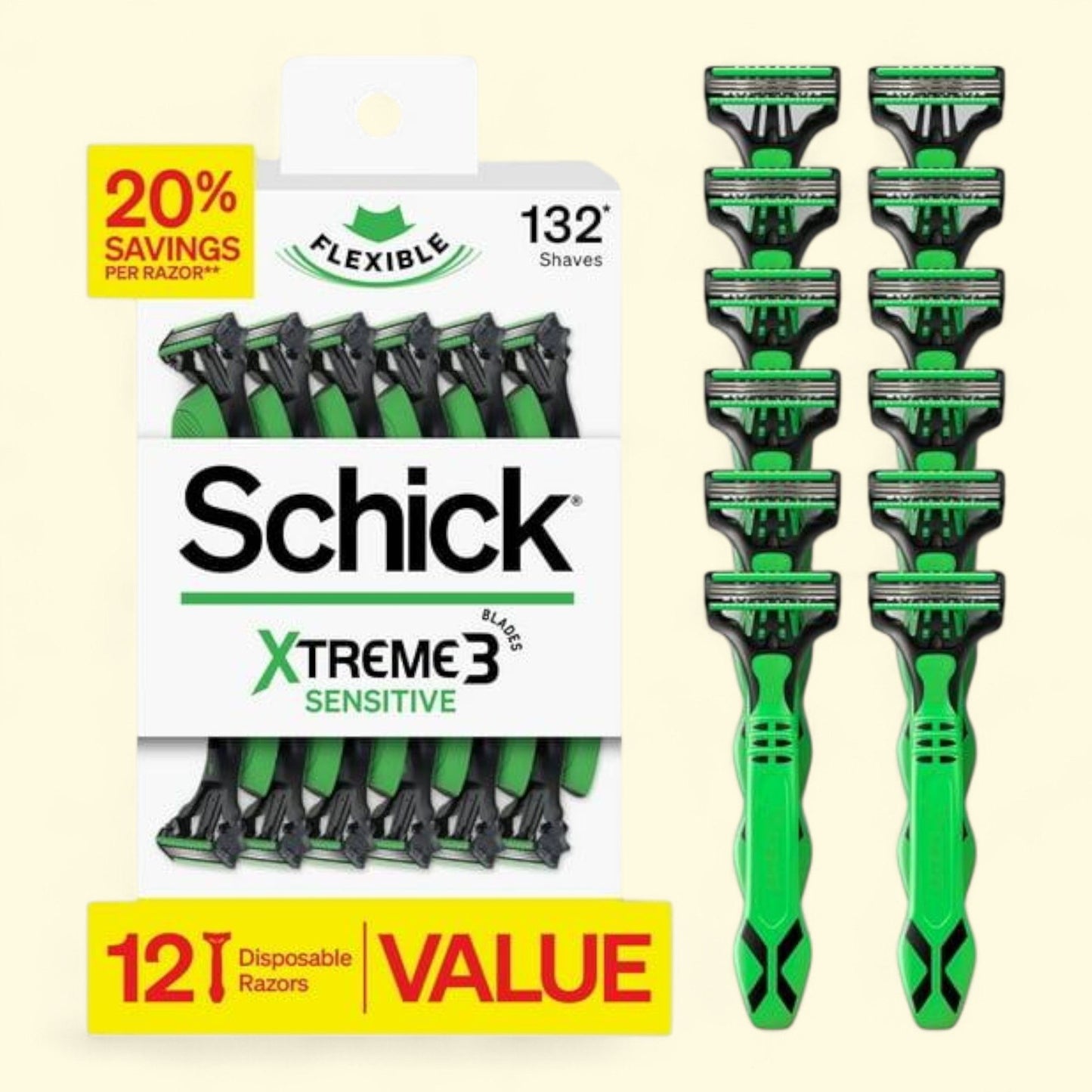 Schick Xtreme Men's Disposable Razors, 12 Ct
