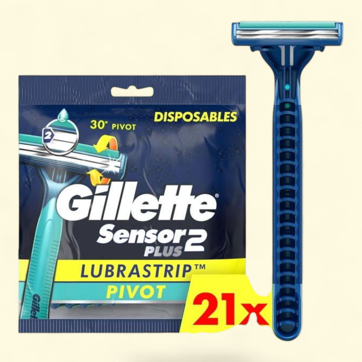 Gillette Sensor2 Plus Pivot Men's Disposable Manual Razor, 21 Razors