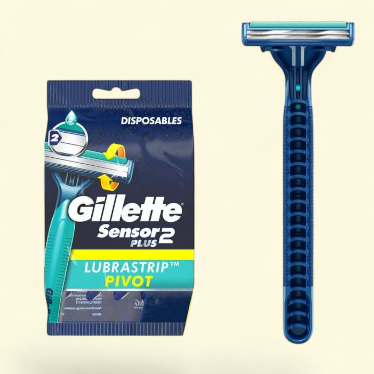 Gillette Sensor 2 Plus Pivoting Men Disposable Razor, 10 count
