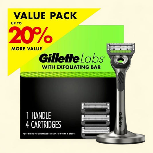 GilletteLabs Razor for Men, 1 Handle, 4 Razor Blade Refills
