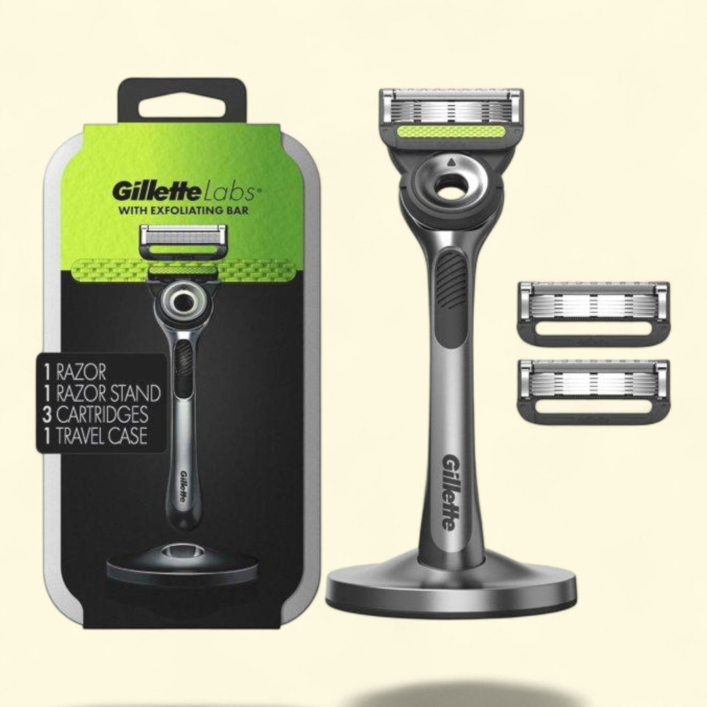 Gillette Labs Men's Razor, 1 Handle, 3 Blade Refills and Travel Case