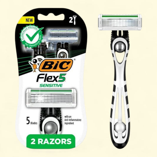 BIC Flex 5 Sensitive Disposable Razor, 2-Count