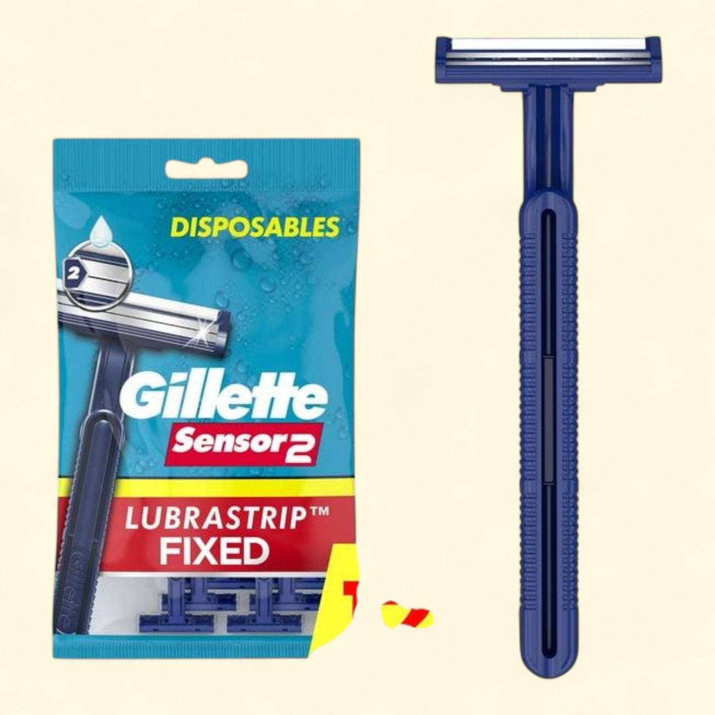 Gillette Sensor 2 Fixed Head Men Disposable Razor, 12 count