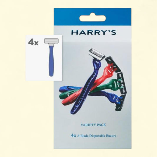 Harry's Men's 3-Blade Disposable Razors, 4 Count