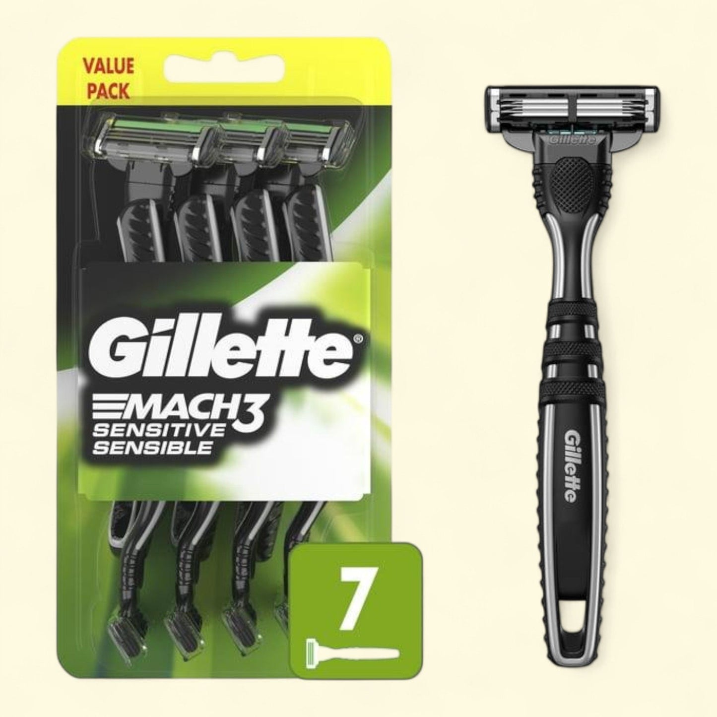 Gillette Mach3 Sensitive Disposable Razors, 7 Count