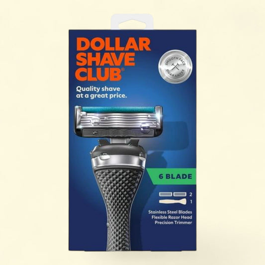 Dollar Shave Club Men's Razor, 6-Blade Starter Set 1 Handle, 2x 6-Blade Manual Razor Refills