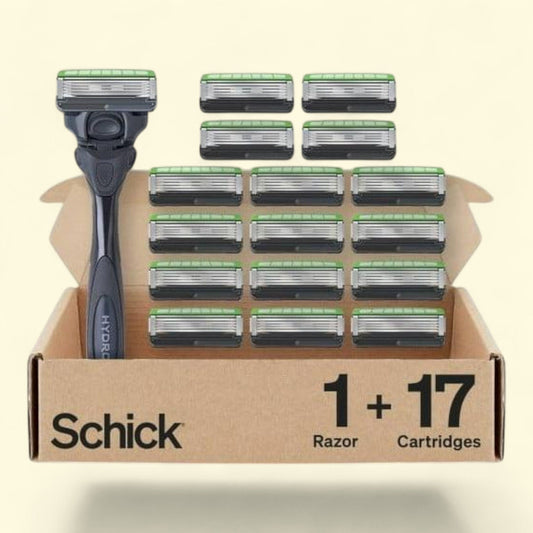 Schick Hydro Sensitive Mens Razor Handle Plus 17 5-Blade Refill Cartridges