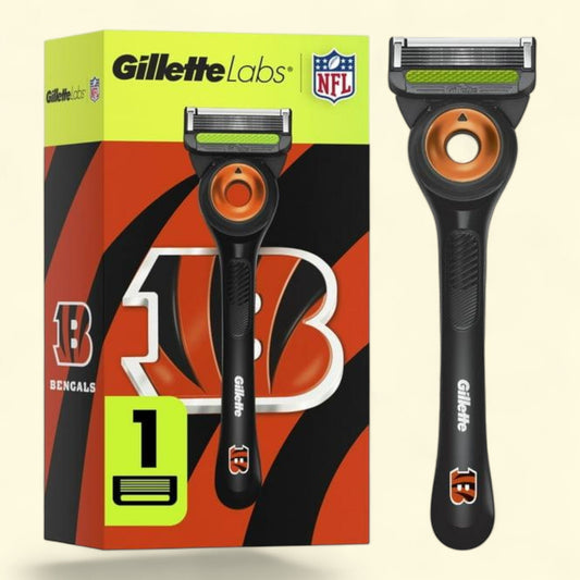Gillette Labs Bengals Licensed Razor for Men, 1 Handle, 1 Blade Refill, Gillette Labs, Exfoliating Bar