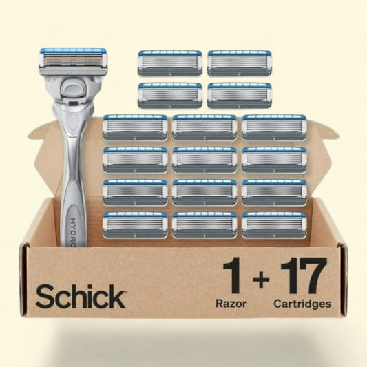 Schick Hydro Dry Skin Men's Razor Handle Plus 17 5-Blade Razor Cartridge Refills