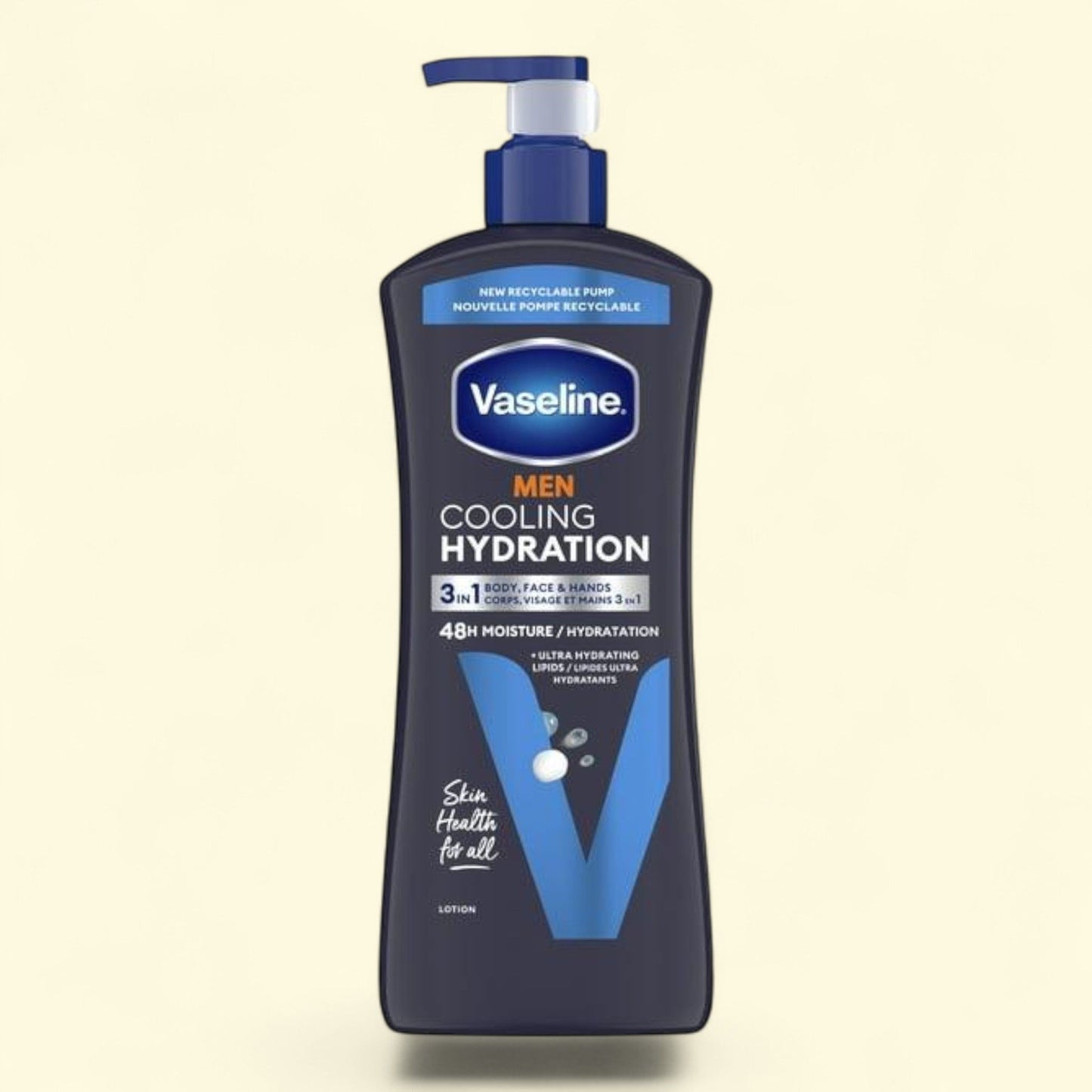 Vaseline Men Cooling Hydration 3-in-1 Face, Hands & Body Lotion for Men, 20.3 oz