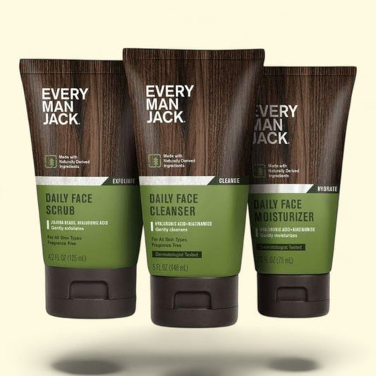 Every Man Jack Daily Skin Regimen Set, Face Scrub, Wash, & Lotion, 3-piece set