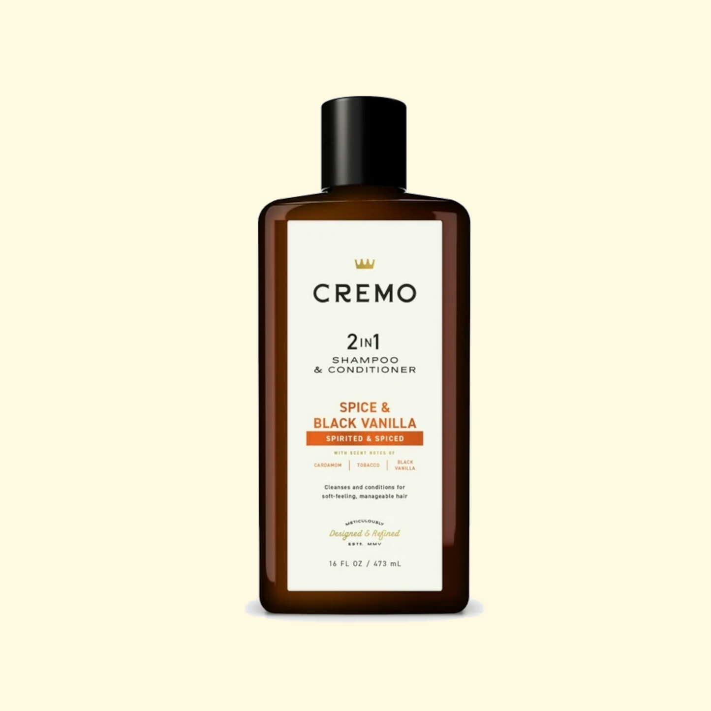 Cremo Men's Shampoo & Conditioner, Spice & Black Vanilla Scent, 16 fl oz