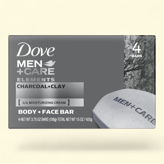 Dove Men+Care Elements Body and Face Bar Charcoal + Clay, 4 oz, 4 Bar