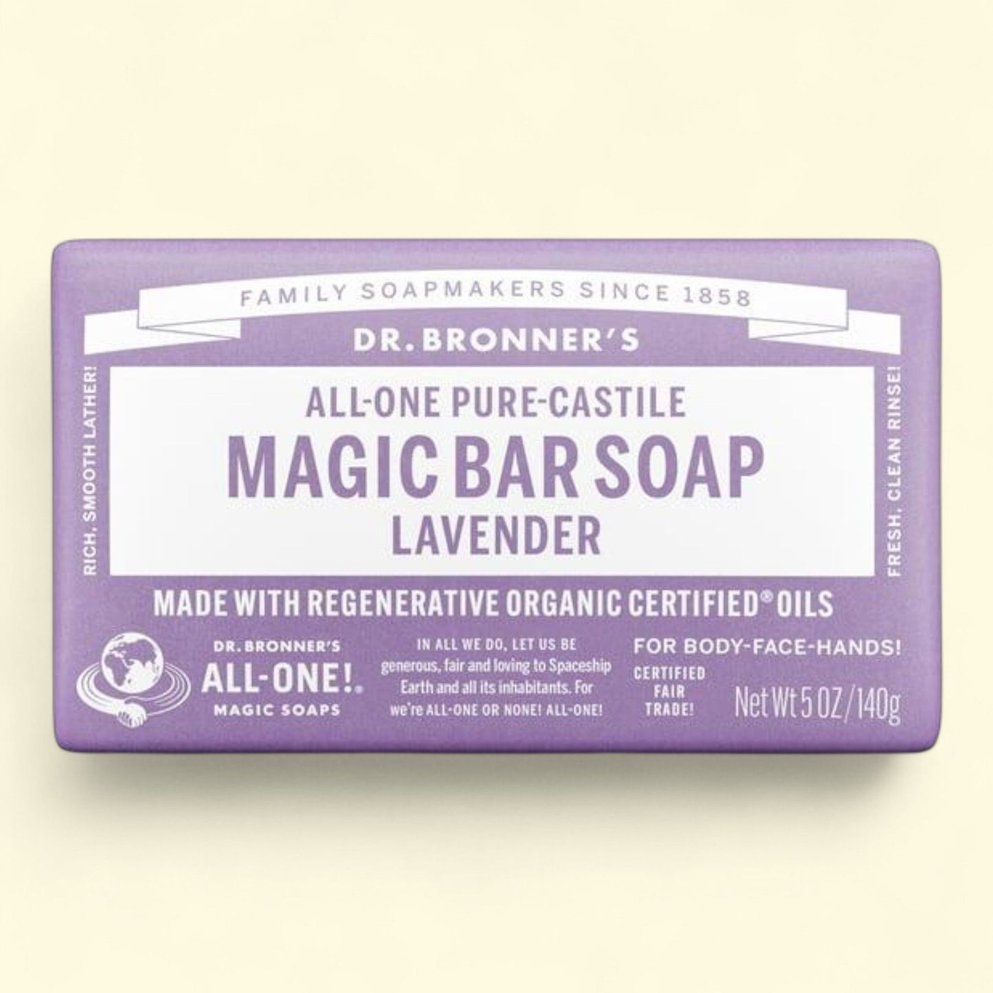 Dr. Bronner's Magic Bar Soap, Lavender, 5 oz
