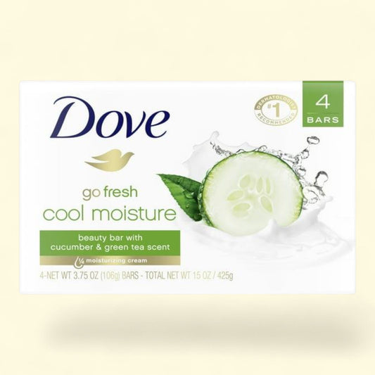 Dove Beauty Bar Women's Bath Soap Cool Moisturizing Gentle Cucumber & Green Tea, 3.75 oz 4 Bars