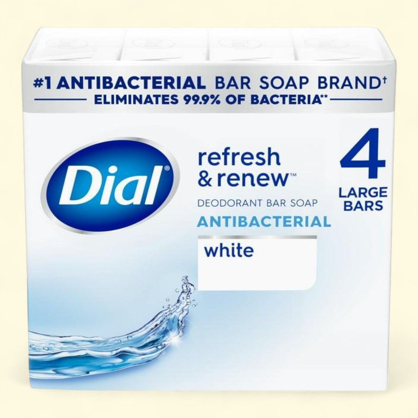 Dial Antibacterial Bar Soap, Refresh & Renew, 4 oz, 4 Bars