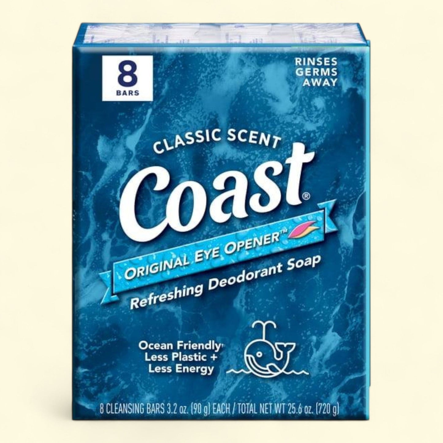 Coast Deodorant Bar Soap, Classic Scent, 3.2 oz, 8 Bars
