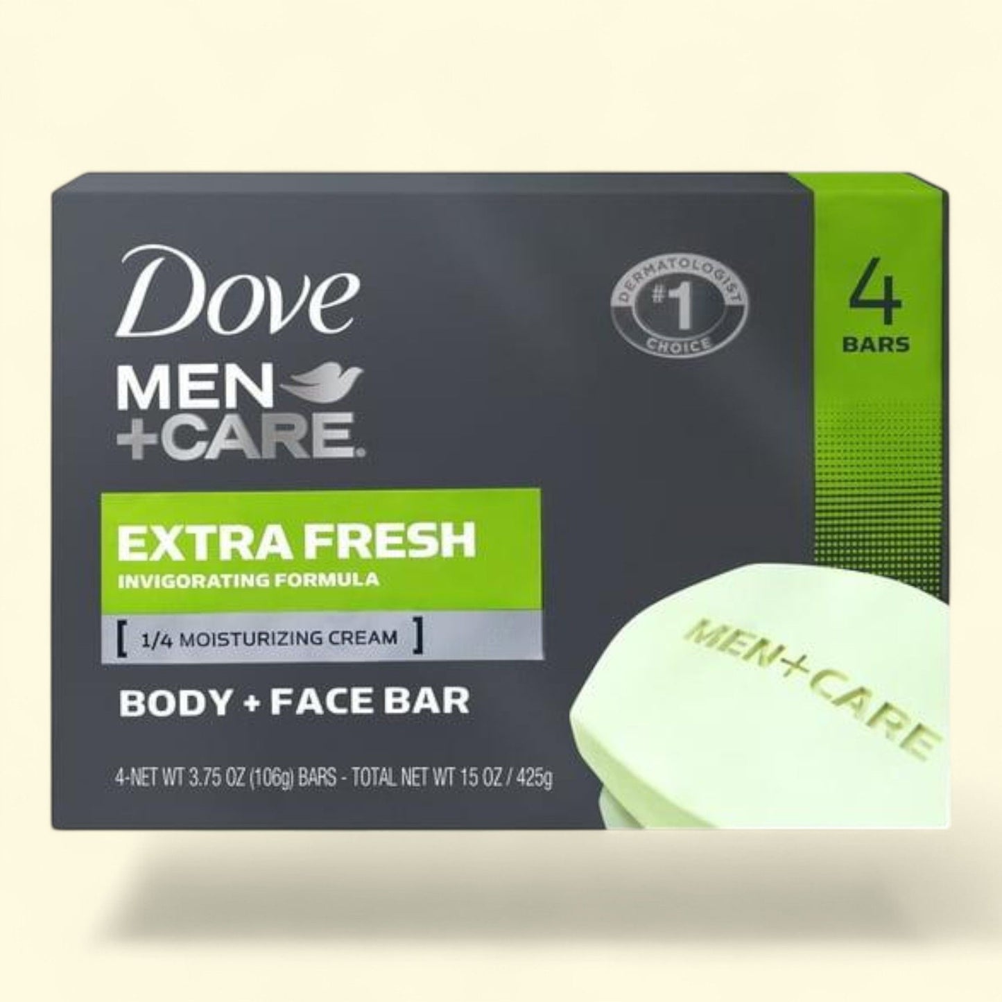 Dove Men+Care Body + Face Bar, Extra Fresh, 3.75 oz 4 Bars