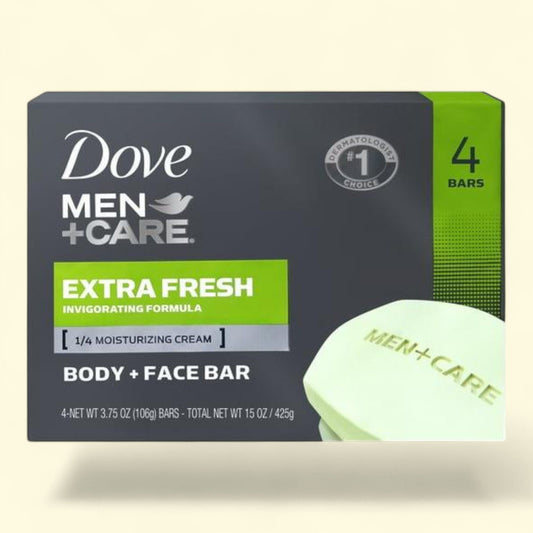 Dove Men+Care Body + Face Bar, Extra Fresh, 3.75 oz 4 Bars