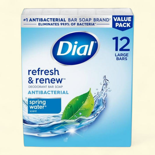 Dial Antibacterial Bar Soap, Spring Water, 4 oz, 12 Bars