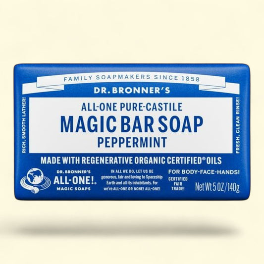 Dr. Bronner's Pure-Castile Bar Soap, Organic Coconut Oil, Peppermint, 5 oz