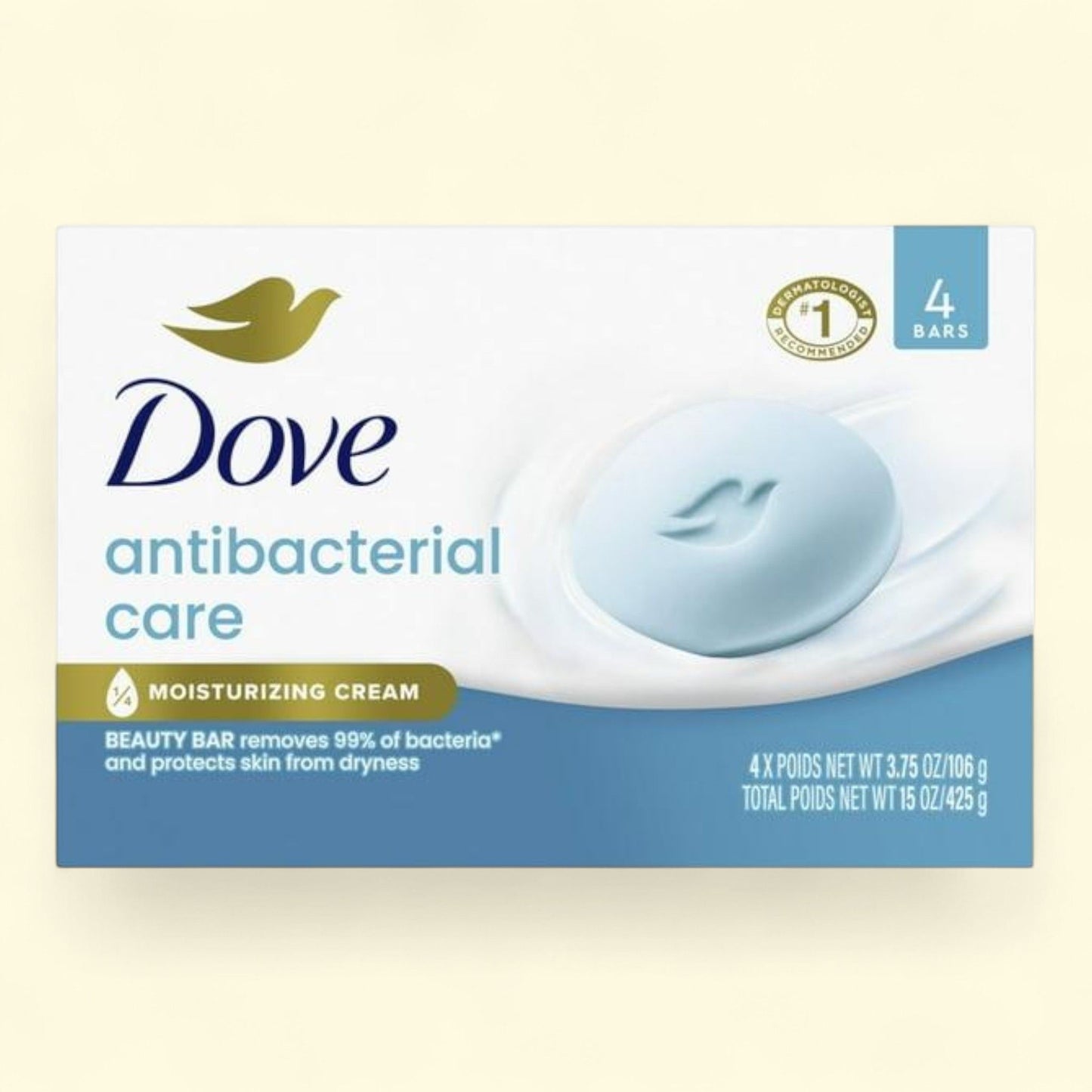 Dove Beauty Bar Soap Antibacterial Care, 3.75 oz