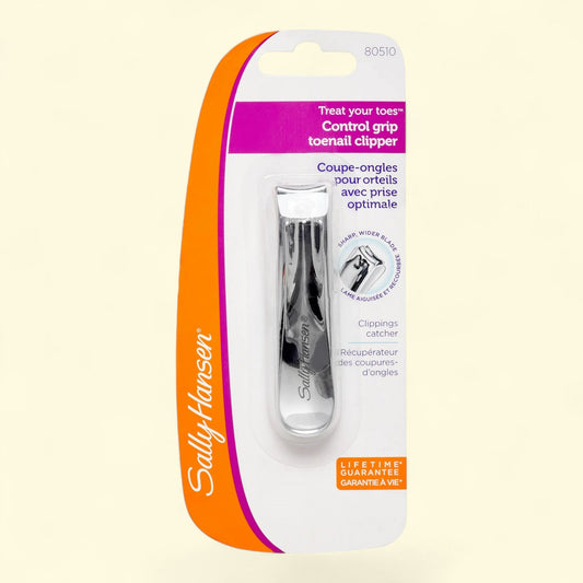 Sally Hansen Control Grab Toenail Clipper with Catcher, Stainless Steel, Wide Blade