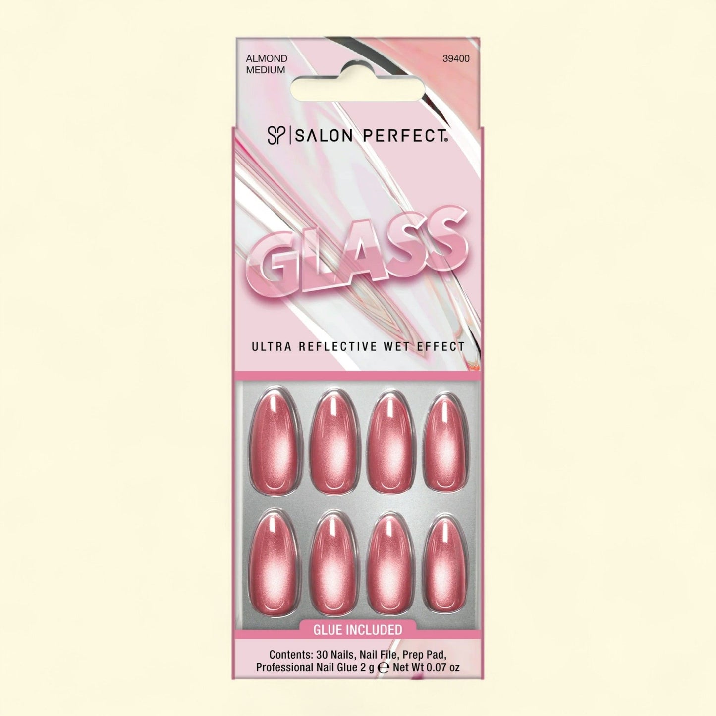 Salon Perfect Press-ons, 381 Glass Magenta, Medium Almond, 30 Nails — authentic US product shipped worldwide by Treatspree