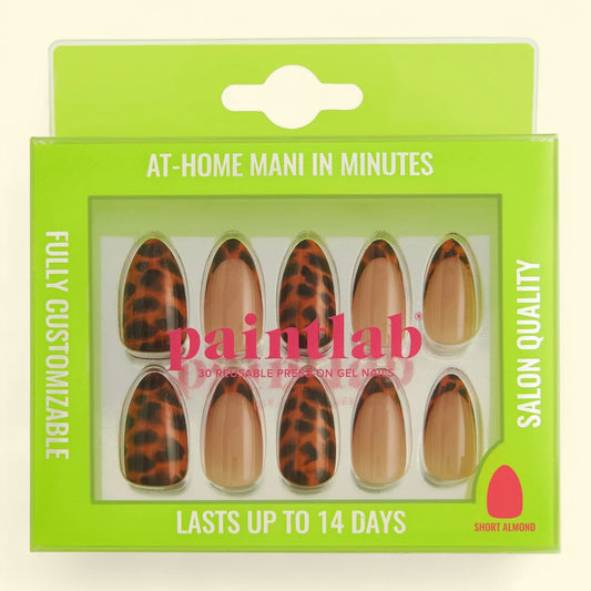PaintLab Press on Nails Tortie Tips, Short Almond, 30 Pieces