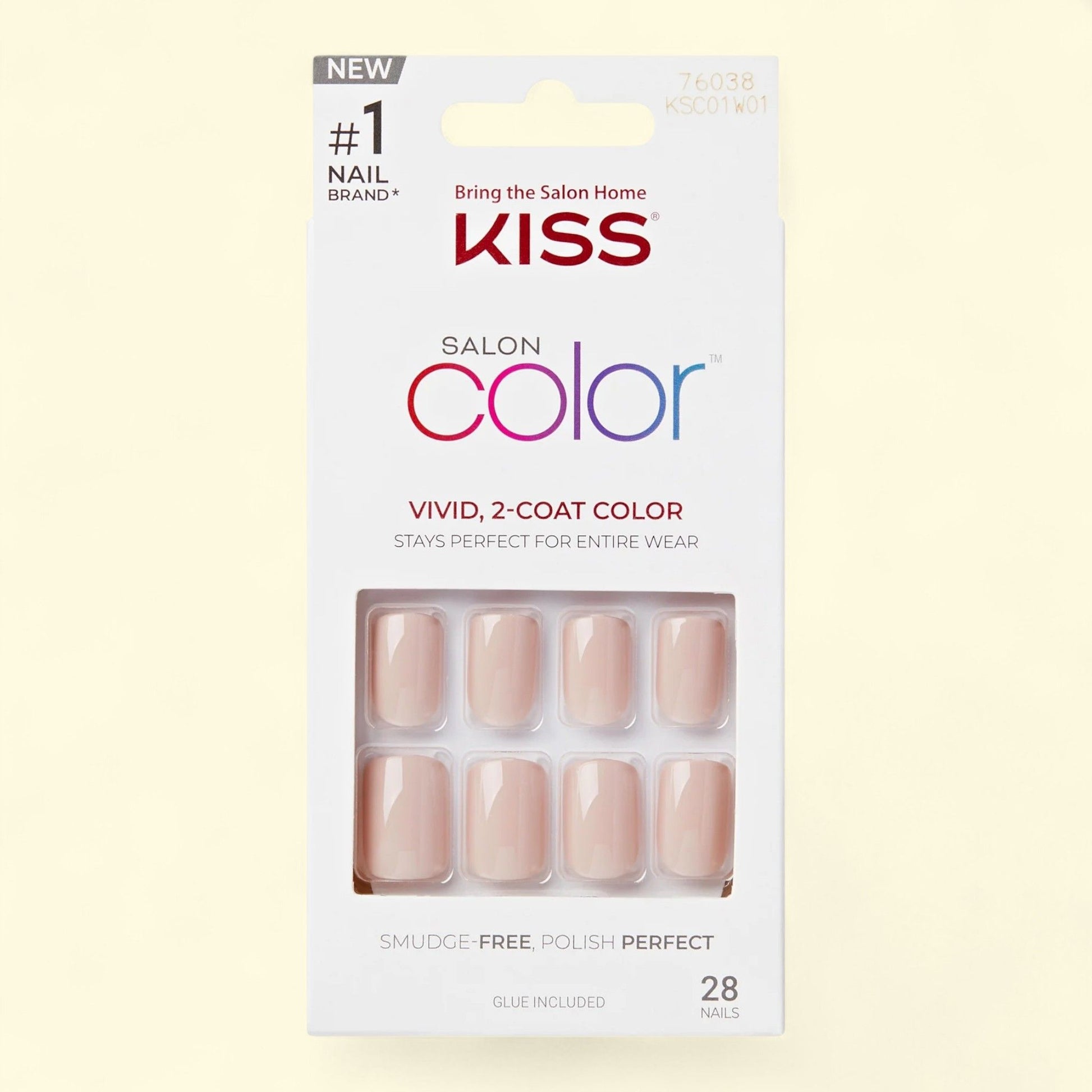 Kiss Salon Color Press-on Nails, Beige Solid, 28 Pieces — authentic US product shipped worldwide by Treatspree